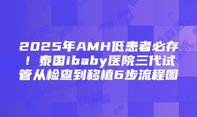 2025年AMH低患者必存!泰国ibaby医院三代试管从检查到移植6步流程图