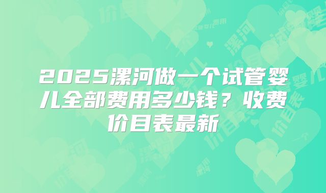 2025漯河做一个试管婴儿全部费用多少钱?收费价目表最新