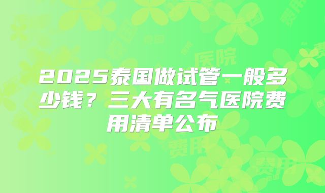 2025泰国做试管一般多少钱?三大有名气医院费用清单公布