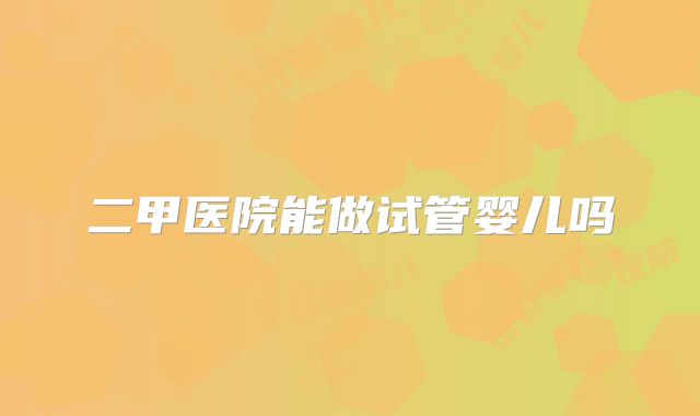 二甲医院能做试管婴儿吗
