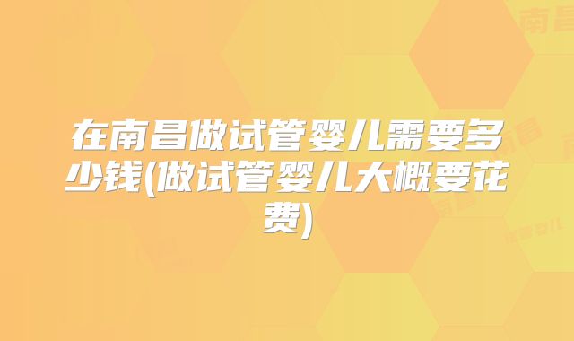 在南昌做试管婴儿需要多少钱(做试管婴儿大概要花费)