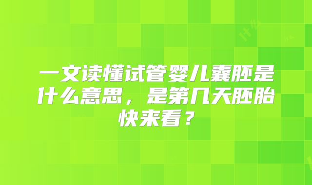 一文读懂试管婴儿囊胚是什么意思,是第几天胚胎快来看?