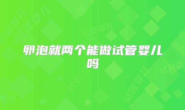 卵泡就两个能做试管婴儿吗