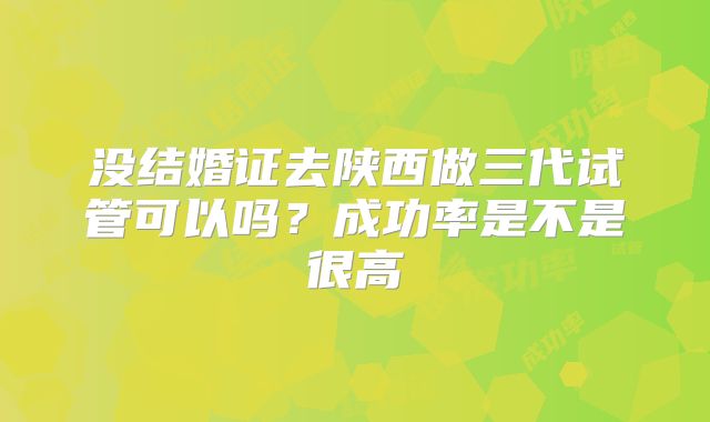 没结婚证去陕西做三代试管可以吗?成功率是不是很高