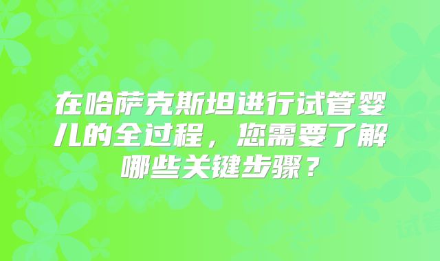 在哈萨克斯坦进行试管婴儿的全过程,您需要了解哪些关键步骤?
