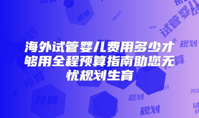 海外试管婴儿费用多少才够用全程预算指南助您无忧规划生育