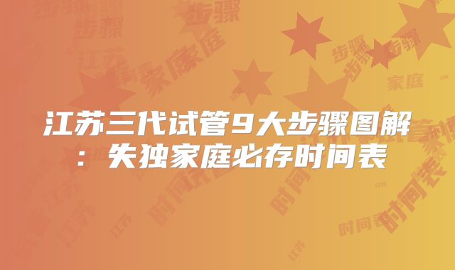 江苏三代试管9大步骤图解:失独家庭必存时间表