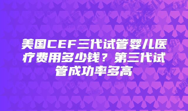 美国CEF三代试管婴儿医疗费用多少钱?第三代试管成功率多高