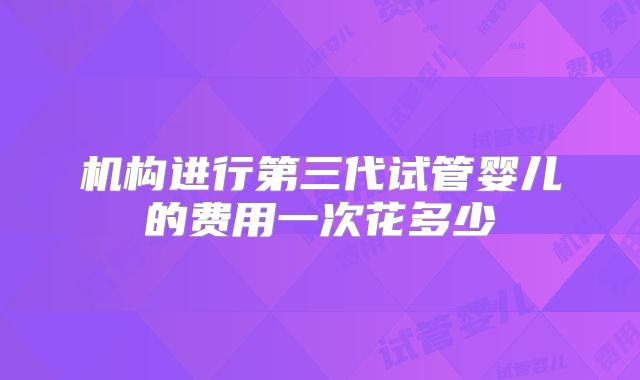 机构进行第三代试管婴儿的费用一次花多少
