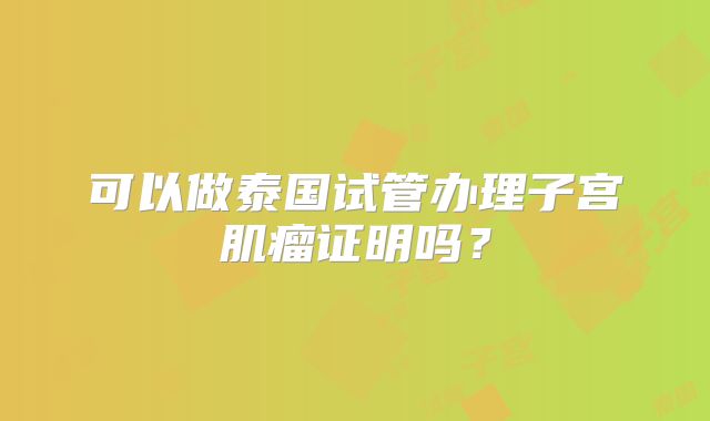 可以做泰国试管办理子宫肌瘤证明吗？
