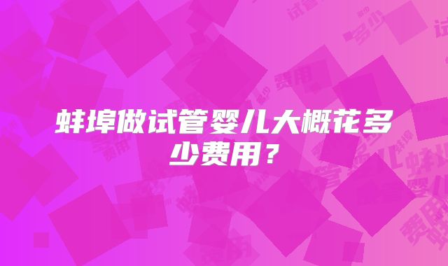 蚌埠做试管婴儿大概花多少费用？