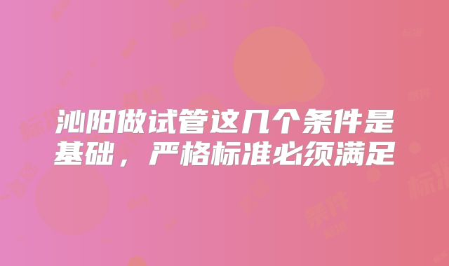 沁阳做试管这几个条件是基础,严格标准必须满足