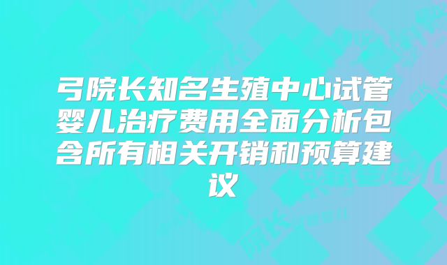 弓院长知名生殖中心试管婴儿治疗费用全面分析包含所有相关开销和预算建议
