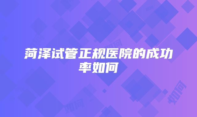 菏泽试管正规医院的成功率如何