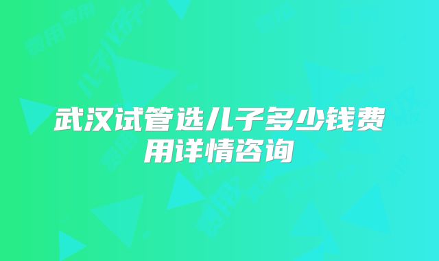 武汉试管选儿子多少钱费用详情咨询