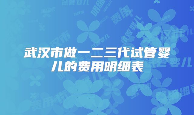 武汉市做一二三代试管婴儿的费用明细表