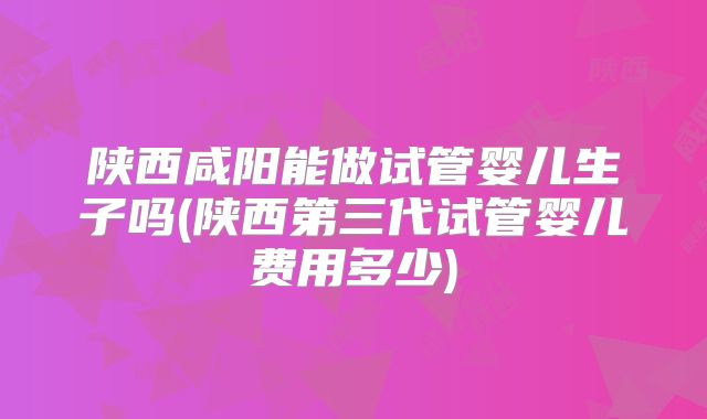 陕西咸阳能做试管婴儿生子吗(陕西第三代试管婴儿费用多少)