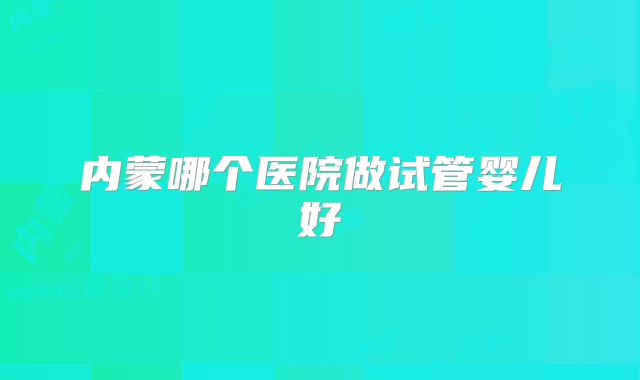 内蒙哪个医院做试管婴儿好