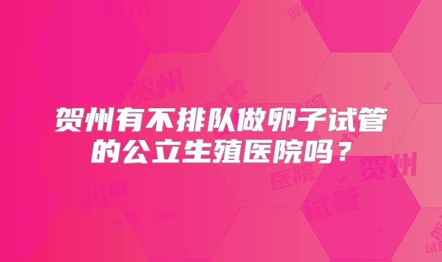 贺州有不排队做卵子试管的公立生殖医院吗?