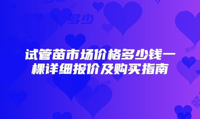 试管苗市场价格多少钱一棵详细报价及购买指南