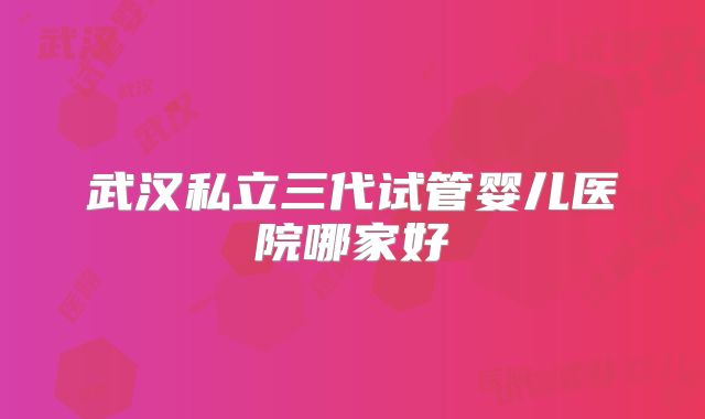 武汉私立三代试管婴儿医院哪家好