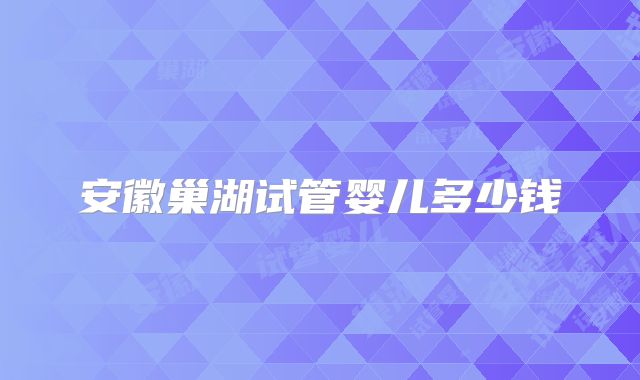 安徽巢湖试管婴儿多少钱