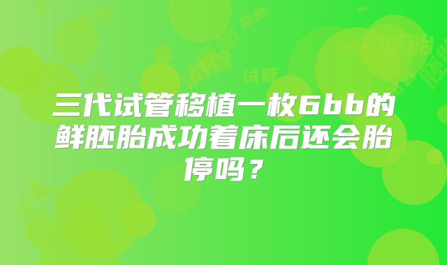 三代试管移植一枚6bb的鲜胚胎成功着床后还会胎停吗?