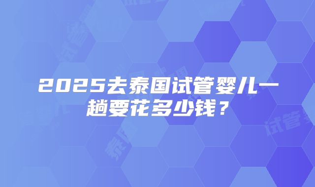 2025去泰国试管婴儿一趟要花多少钱?
