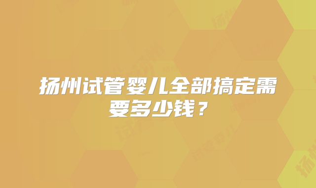 扬州试管婴儿全部搞定需要多少钱?