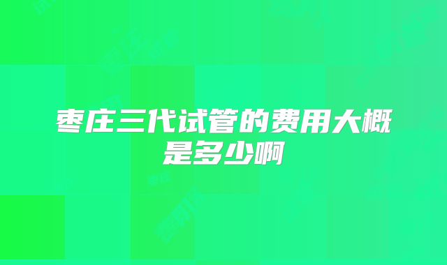 枣庄三代试管的费用大概是多少啊