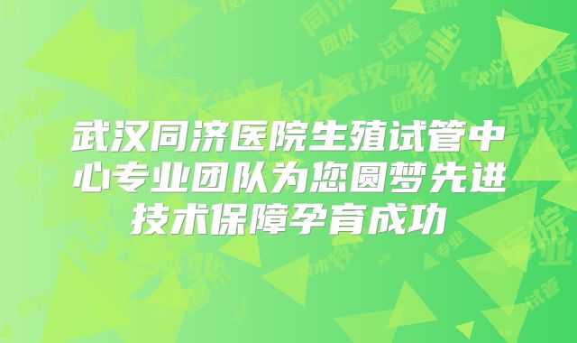 武汉同济医院生殖试管中心专业团队为您圆梦先进技术保障孕育成功