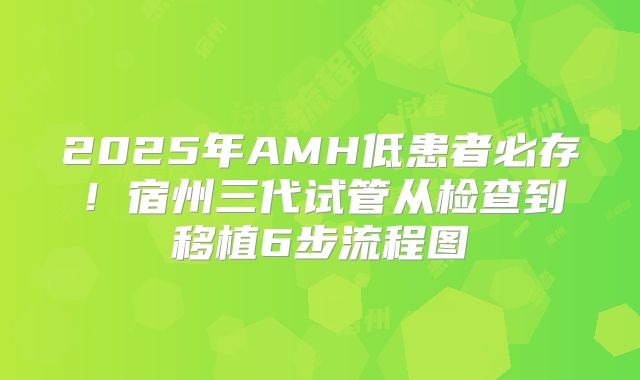 2025年AMH低患者必存！宿州三代试管从检查到移植6步流程图