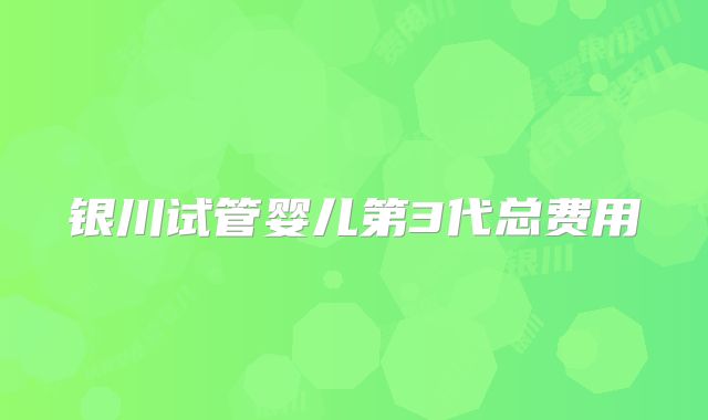 银川试管婴儿第3代总费用