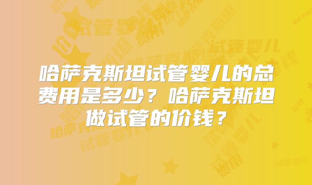 哈萨克斯坦试管婴儿的总费用是多少?哈萨克斯坦做试管的价钱?