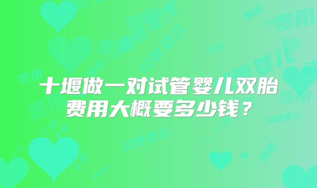 十堰做一对试管婴儿双胎费用大概要多少钱?