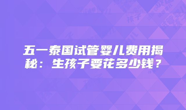 五一泰国试管婴儿费用揭秘：生孩子要花多少钱？
