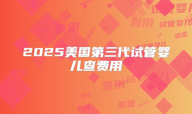 2025美国第三代试管婴儿查费用
