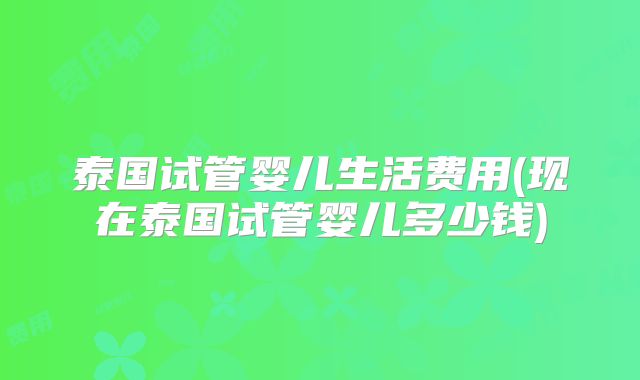 泰国试管婴儿生活费用(现在泰国试管婴儿多少钱)