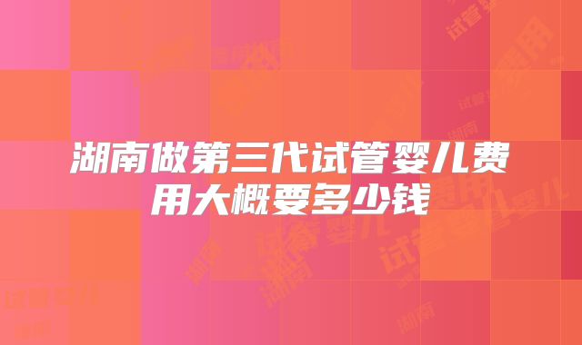 湖南做第三代试管婴儿费用大概要多少钱