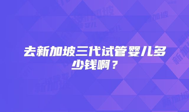 去新加坡三代试管婴儿多少钱啊？