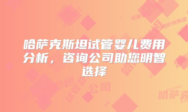 哈萨克斯坦试管婴儿费用分析,咨询公司助您明智选择