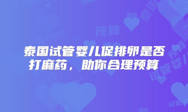 泰国试管婴儿促排卵是否打麻药,助你合理预算