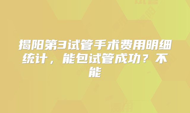 揭阳第3试管手术费用明细统计,能包试管成功?不能