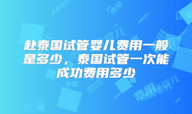 赴泰国试管婴儿费用一般是多少,泰国试管一次能成功费用多少