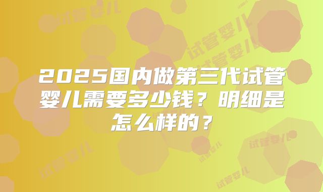 2025国内做第三代试管婴儿需要多少钱？明细是怎么样的？