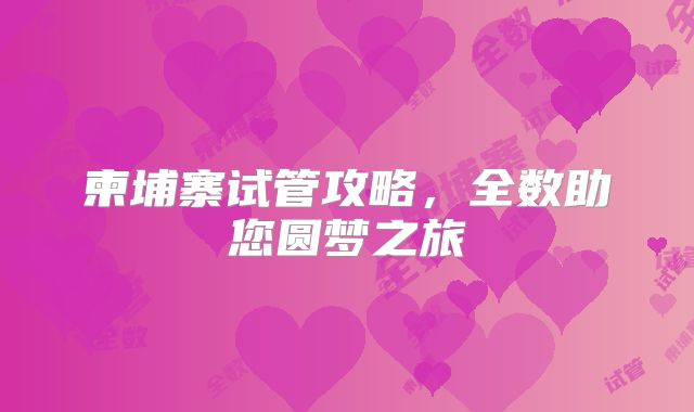 柬埔寨试管攻略,全数助您圆梦之旅