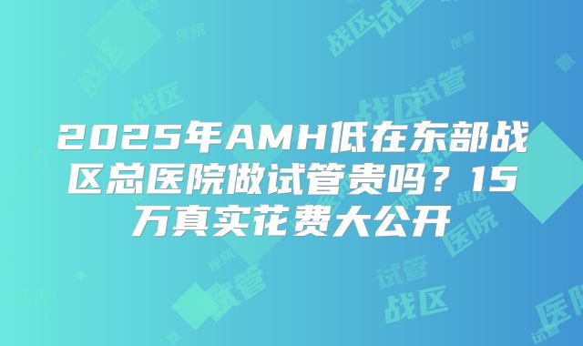 2025年AMH低在东部战区总医院做试管贵吗?15万真实花费大公开