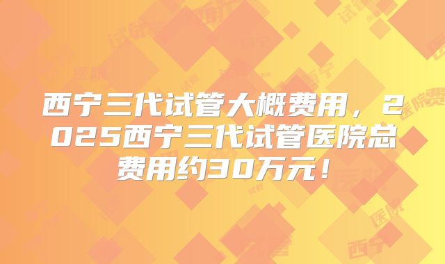 西宁三代试管大概费用,2025西宁三代试管医院总费用约30万元!