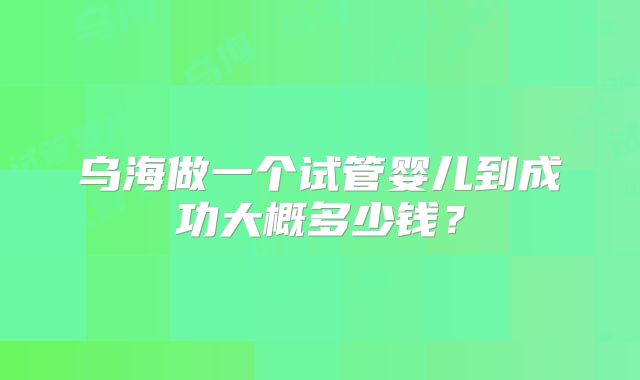 乌海做一个试管婴儿到成功大概多少钱？