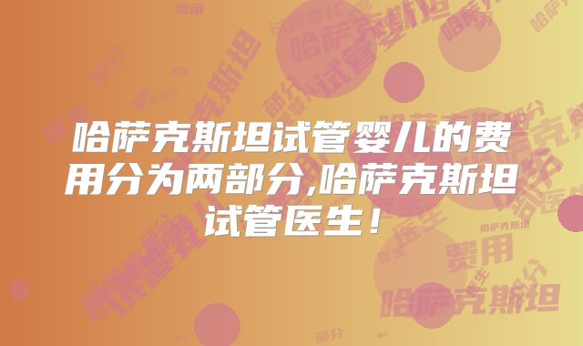 哈萨克斯坦试管婴儿的费用分为两部分,哈萨克斯坦试管医生！